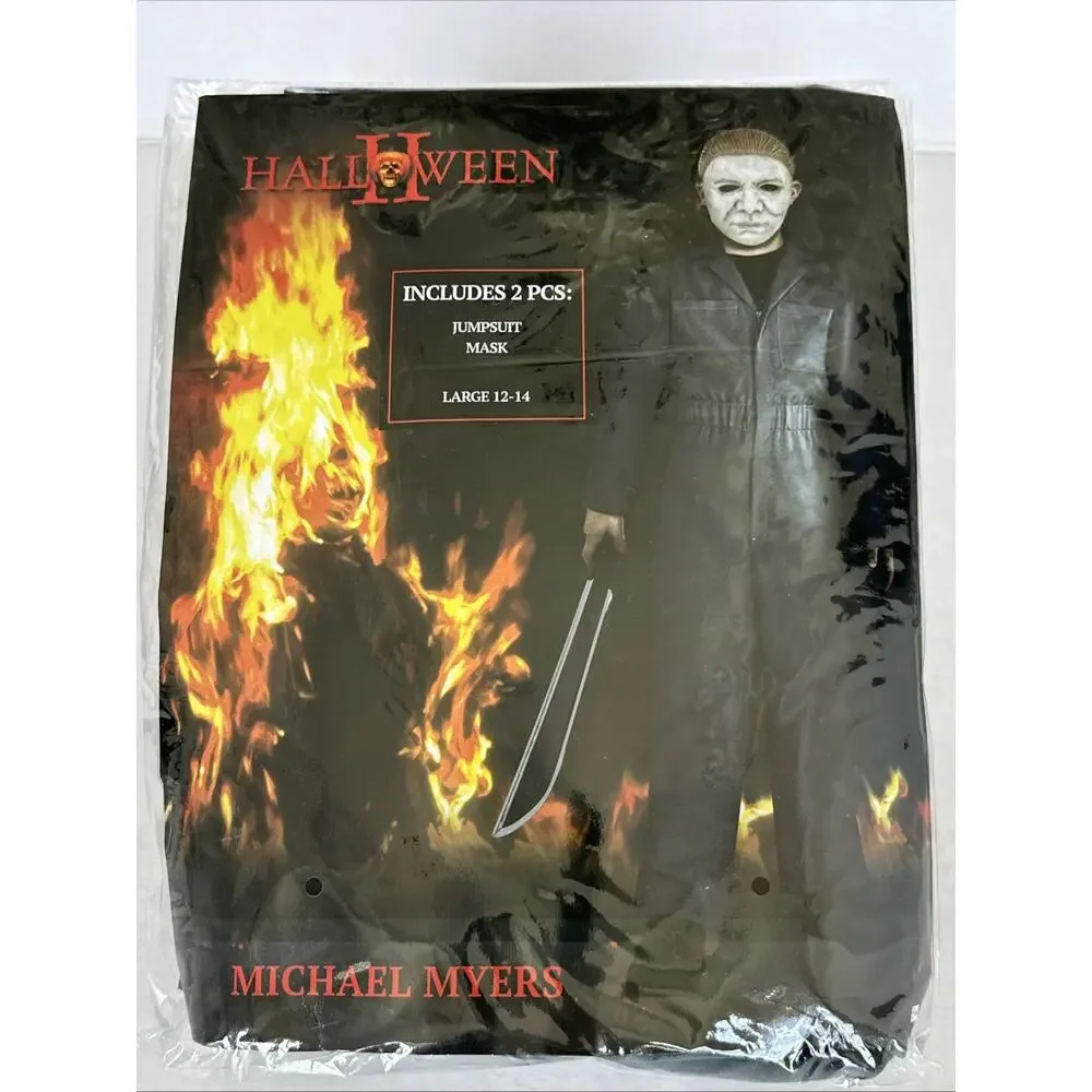 Michael Myers Halloween II Costume Size Large Ages 12-14 Mask & Jumpsuit NEW